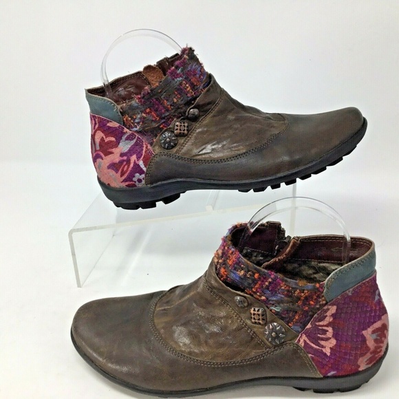 Think! Shoes - Think! Booties~Leather~Tapestry~Fabric~Metal Studs
